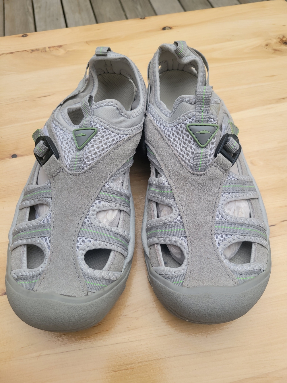 Avia Women's Light Gray and Green Sport Sandals